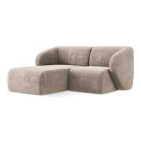 ECKSOFA Links Chenille Stoff Beige - Schwarz/Cappuccino, Holzwerkstoff/Kunststoff (178/166cm) - Makamii