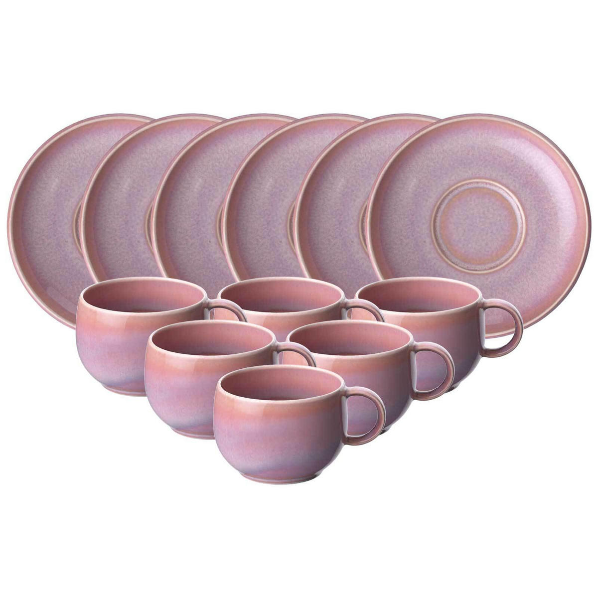 ESPRESSOTASSEN MIT UNTERTASSEN Perlemor Coral rosa 60 ml 6er Set - Rosa, Keramik (12/7/12cm) - like.Villeroy & Boch