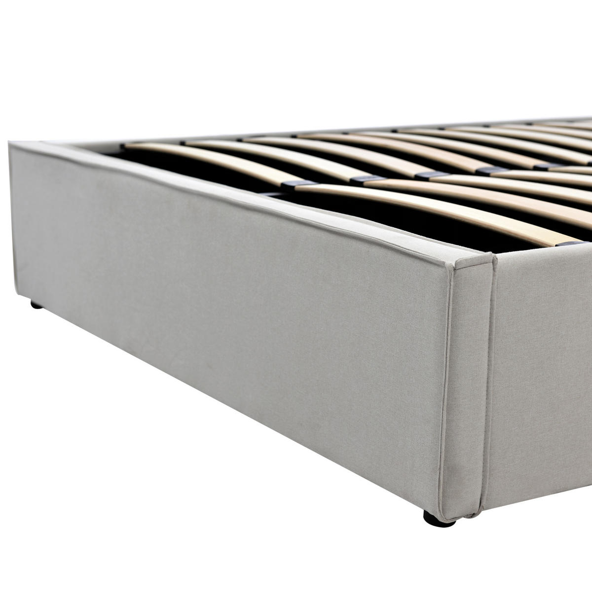 TAPECIRANI krevet 140/200 cm svijetlosivi od pamuka s podiznim podnicama i spremištem - svijetlo siva, tekstil (140/200cm) - OKWISH