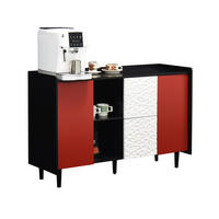 SIDEBOARD 120/40/80 cm, MDF Schwarz/Rot mit 2 Schubladen, offenem Fach und Tür, Schwarz/Rot - Rot, Holzwerkstoff (120/80/40cm) - Redom