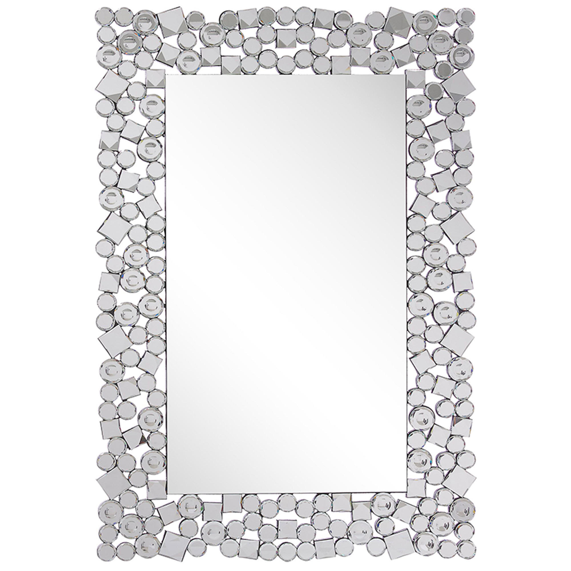 WANDSPIEGEL silber 60/90 cm Glitzer-Steine Mernel - Silberfarben, Holzwerkstoff (60/90/2cm) - Beliani