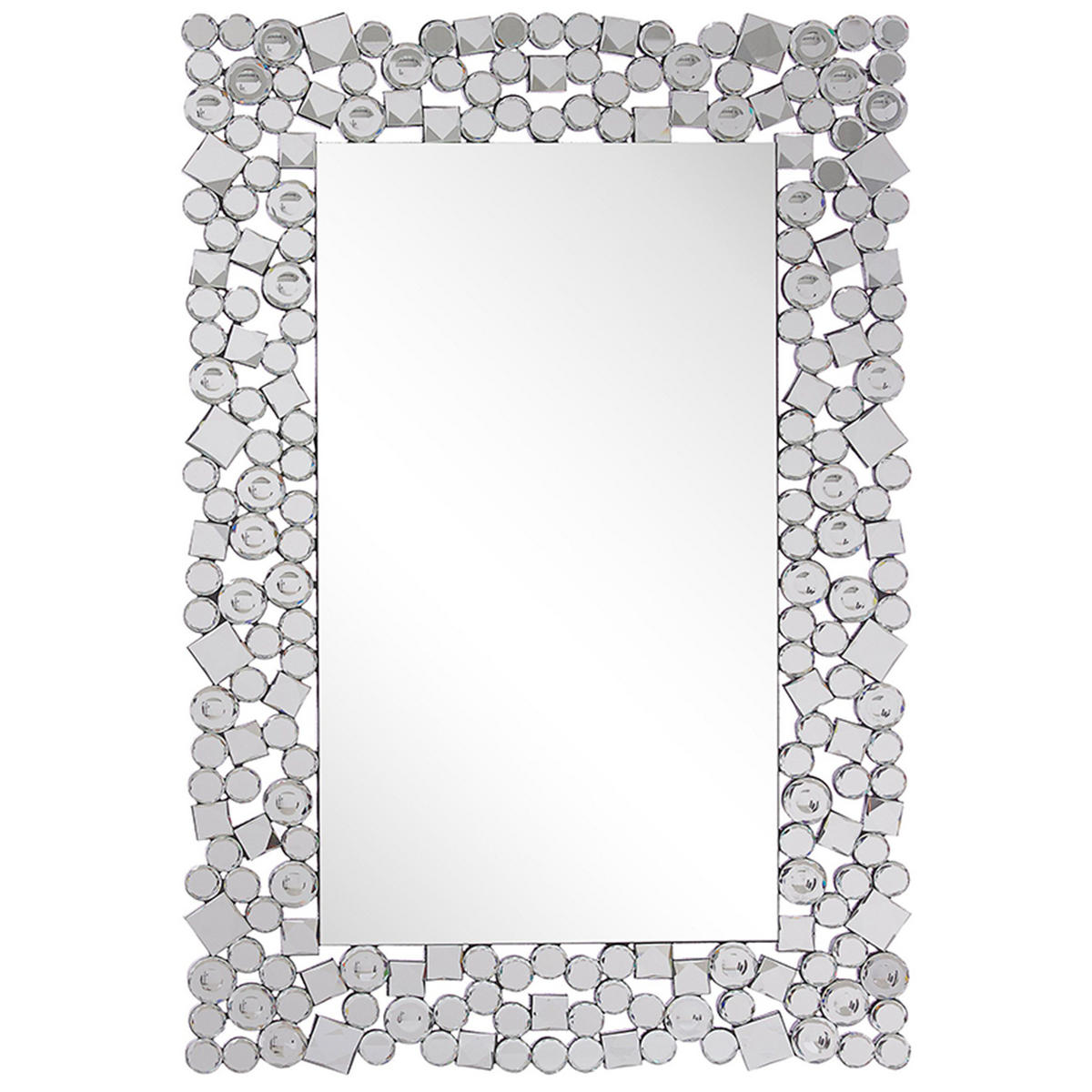 WANDSPIEGEL silber 60/90 cm Glitzer-Steine Mernel - Silberfarben, Holzwerkstoff (60/90/2cm) - Beliani