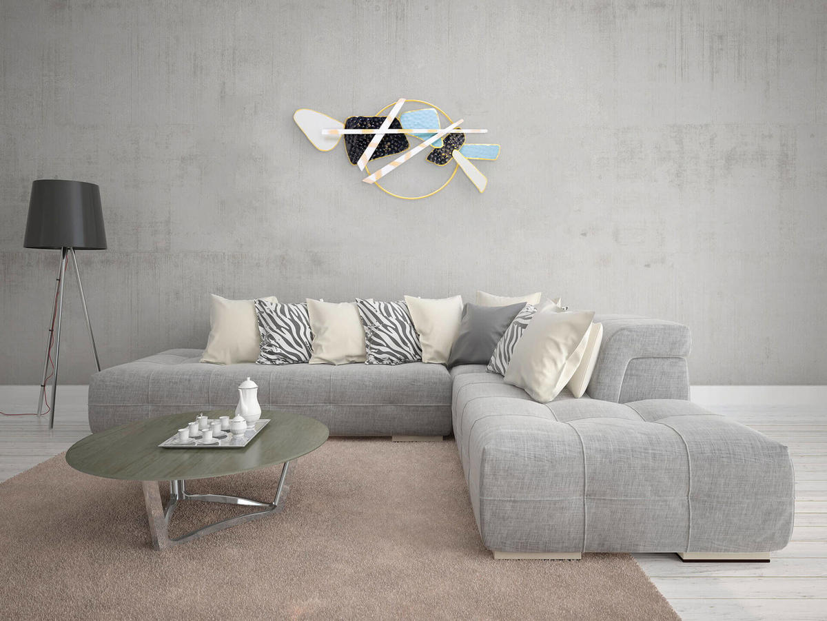 WANDDEKO Blau 124/71 cm - Blau/Schwarz, Metall (5.05/71/9cm) - KUNSTLOFT