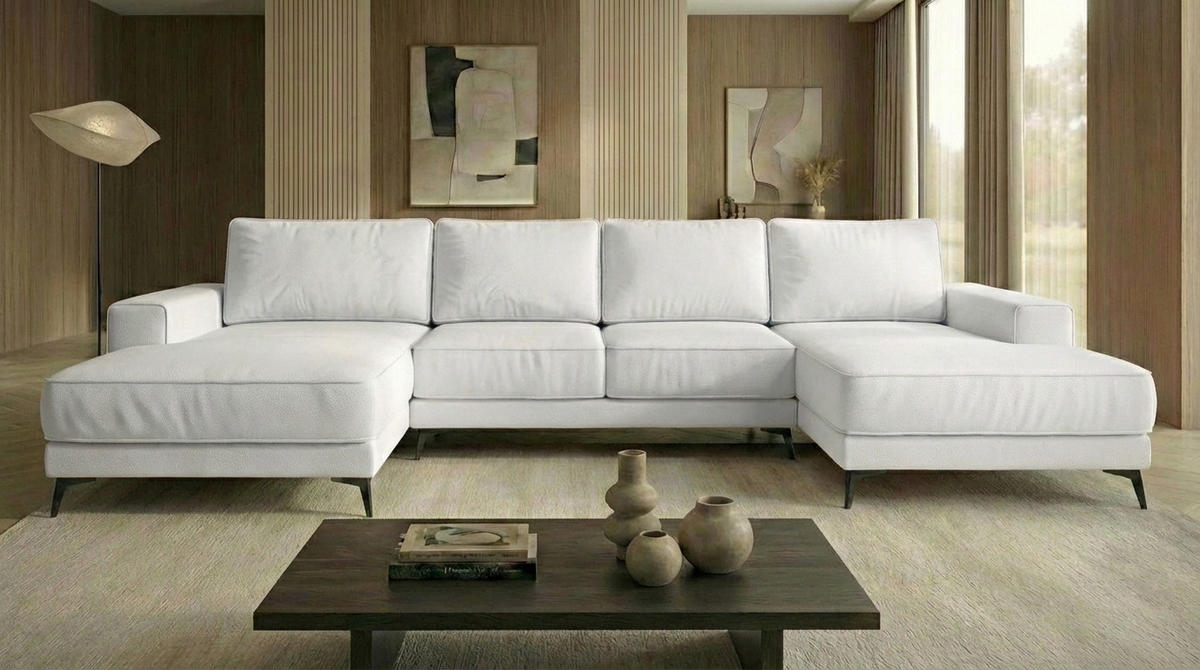 ECKSOFA VALTOR 320 cm x 185 cm – Stoff: ECO CAYENCE Weiss 1111 Farbe: Weiß - Weiß, Textil (320/185cm) - A&J MöbelLand