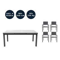 SITZGRUPPE CALIDO MADERA - 5 tlg. - Anthrazit, Metall - Home Deluxe
