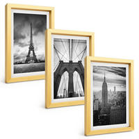 BILDER SET 3er Set - 20x30 cm Goldrahmen - Monochromatische Brückentürme - Goldfarben, Kunststoff (20/30cm) - TULUP