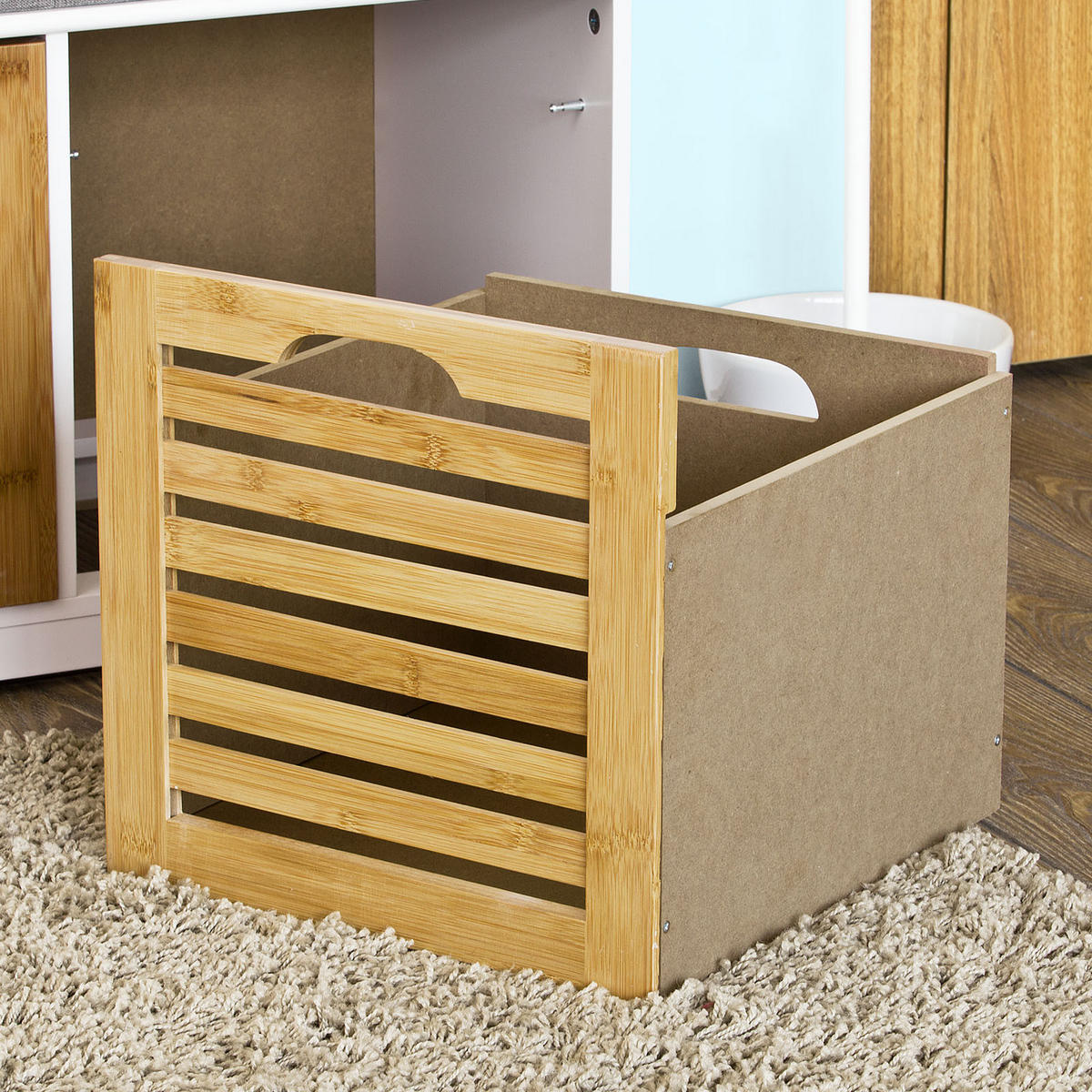 SCHUHBANK Weiß-Natur - Naturfarben, Holzwerkstoff (71/43/34cm) - SoBuy