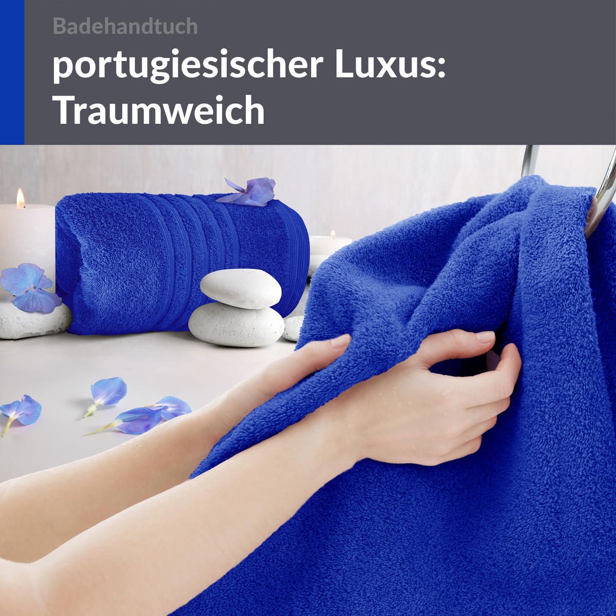 BADETUCH London Azur Blau 2er Set 100x150 - Blau, Textil (100/150cm) - Lashuma
