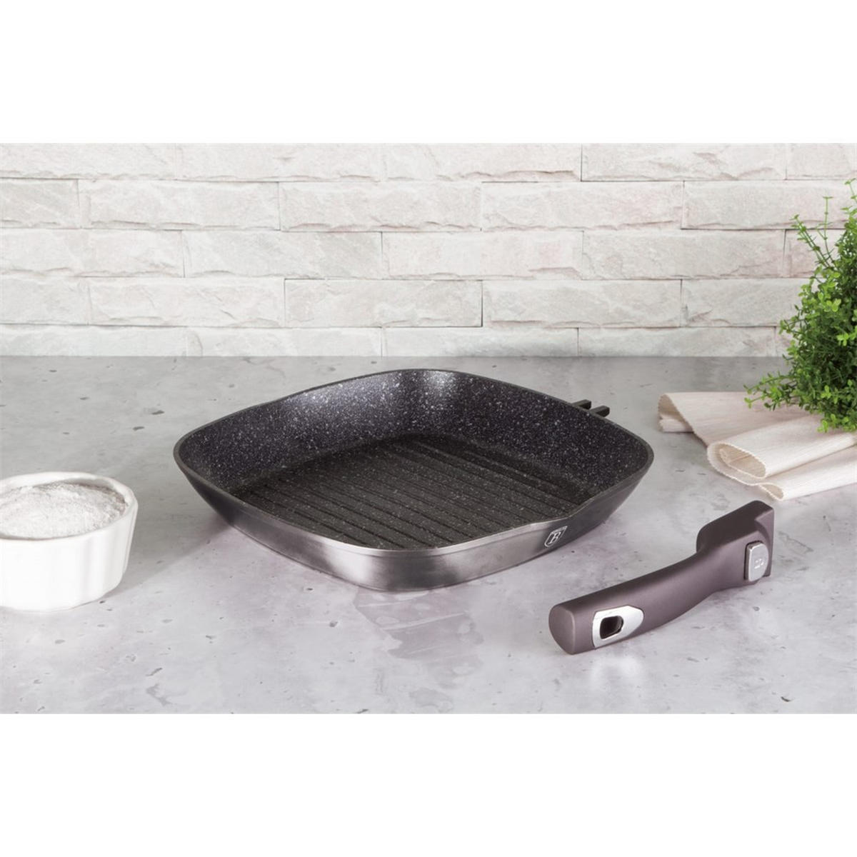 GRILLPFANNE Graphit 28/28/4.1 cm BH6914 - Graphitfarben, Metall (28cm) - Berlinger Haus