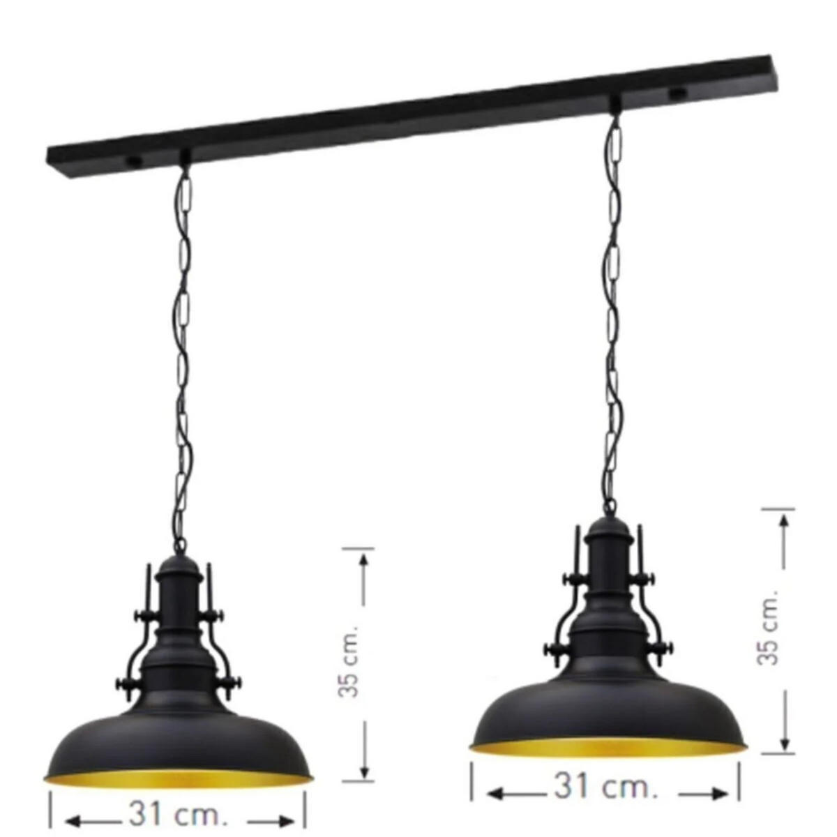 PENDELLEUCHTE H�ngebr�cke 2-tlg - Schwarz, Metall (31/31/35cm) - Bamyum