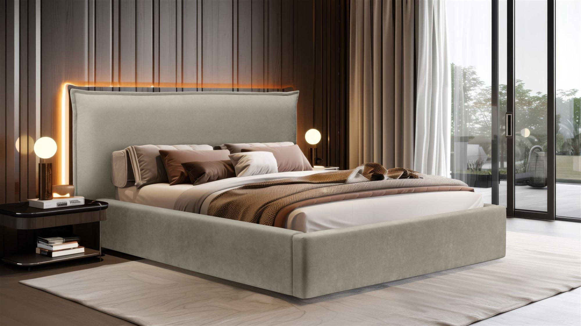 POLSTERBETT Amada In Ditra - Greige, Holzwerkstoff/Textil (180/200cm) - Fun Möbel