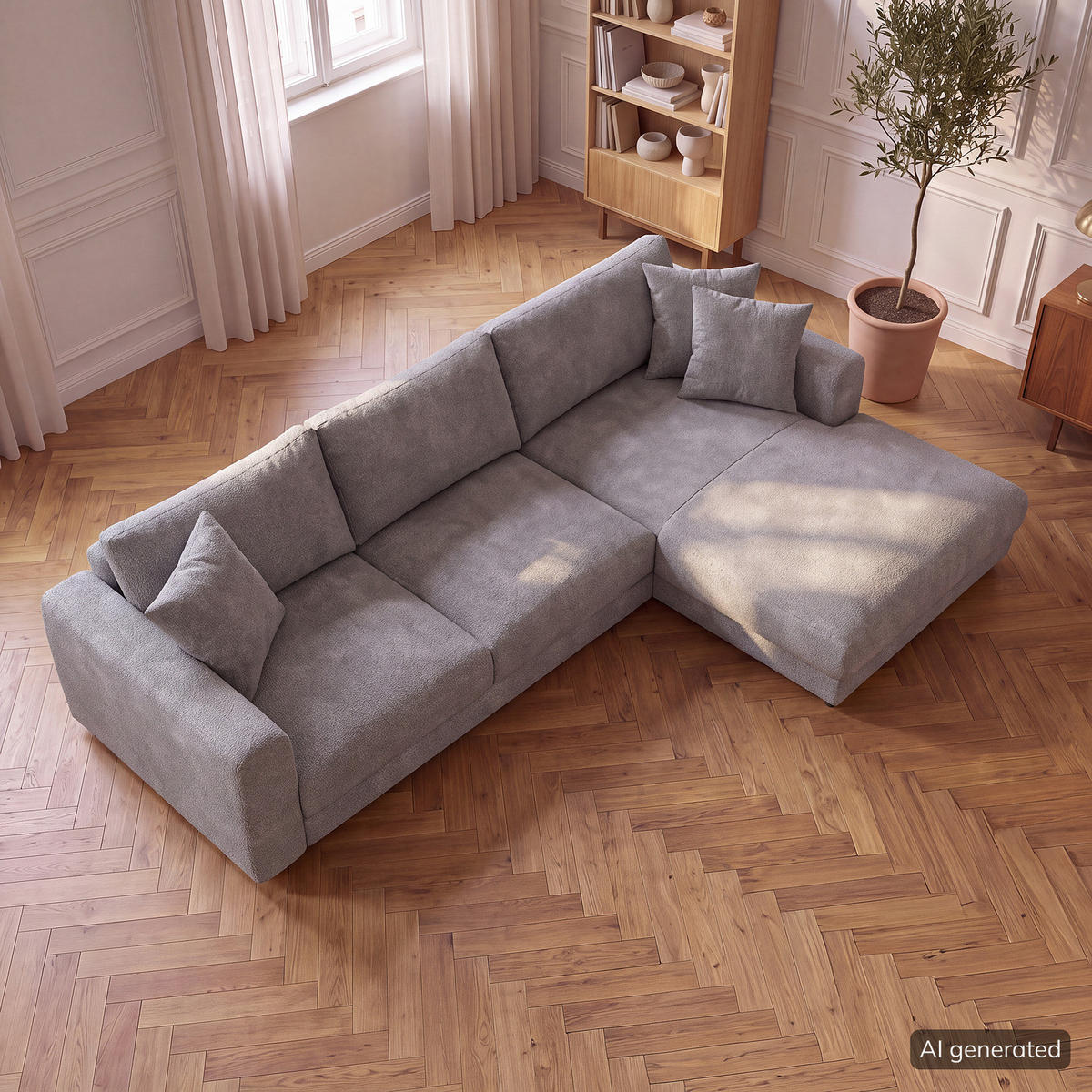 ECKSOFA mit Longchair - Schwarz/Grau, Holz/Kunststoff (286/183cm) - home24