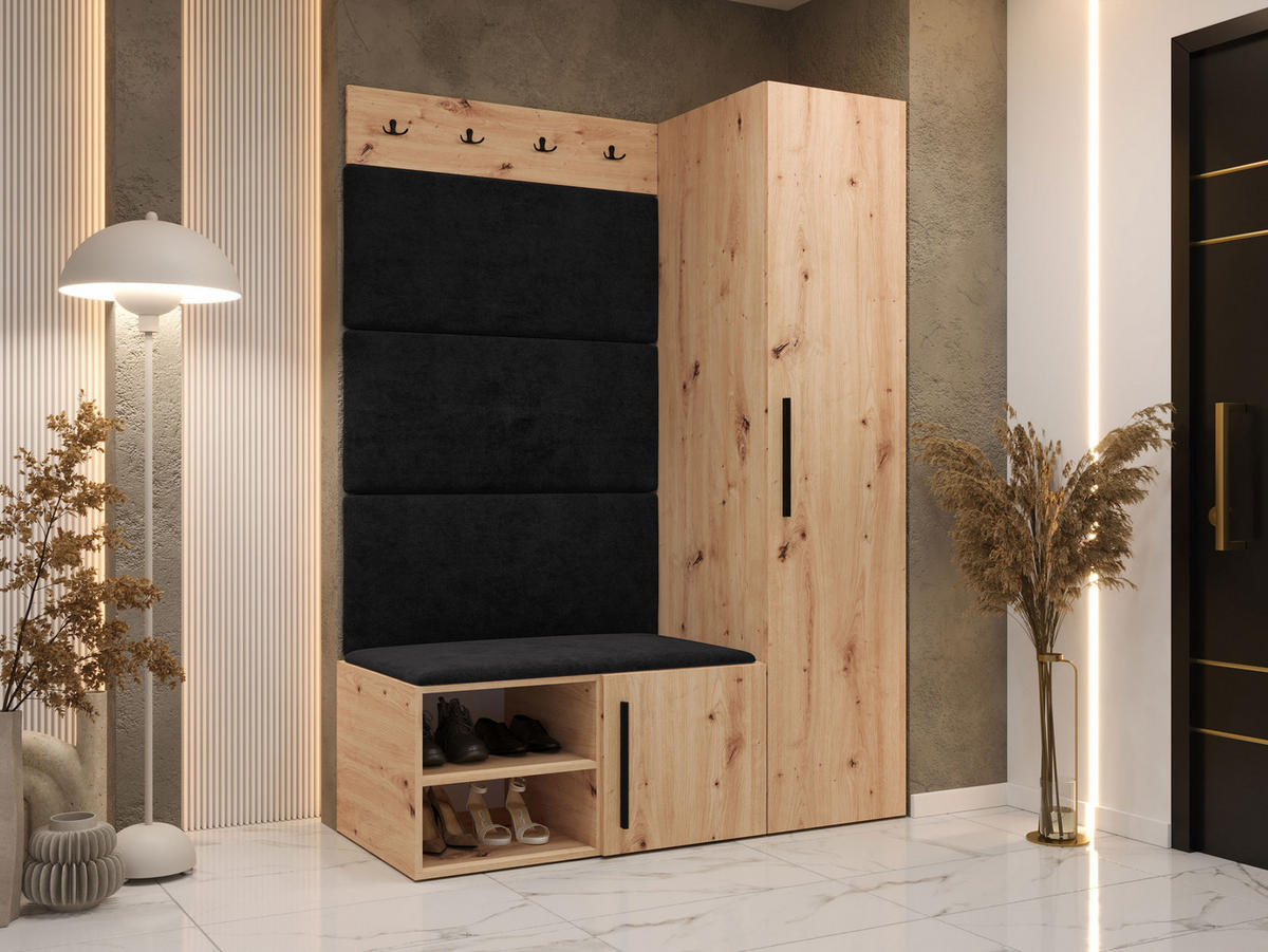 GARDEROBEN-SET Medi II - Anthrazit/Schwarz, Holzwerkstoff/Kunststoff (40/191/50cm) - MIRJAN24