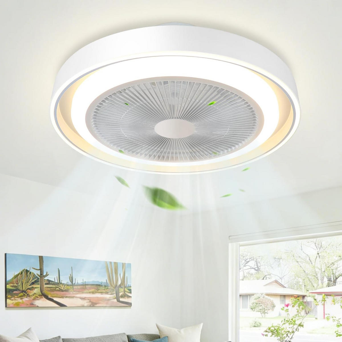 DECKENLEUCHTE mit Ventilator Avalis 50/50/20.5 cm - Weiß, Metall (50/50/20.5cm) - ZMH