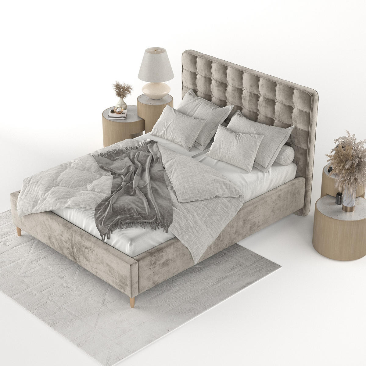 POLSTERBETT Paloma 120/200 cm Beige im Lotta Stoff - Beige/Naturfarben, Holz/Holzwerkstoff (120/200cm) - AltaBeds