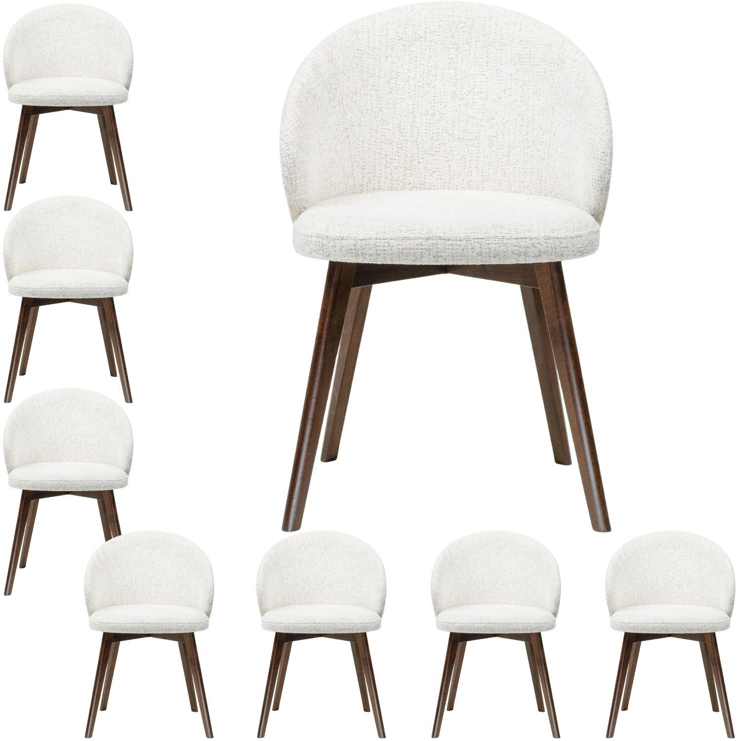 ESSZIMMERSTUHL MELIE 8er Set in Creme Chenille mit Dunkelbraunen Buchenholzbeinen 54/49/82 cm - Dunkelbraun/Creme, Holz/Textil (54/82/49cm) - WFL GROUP