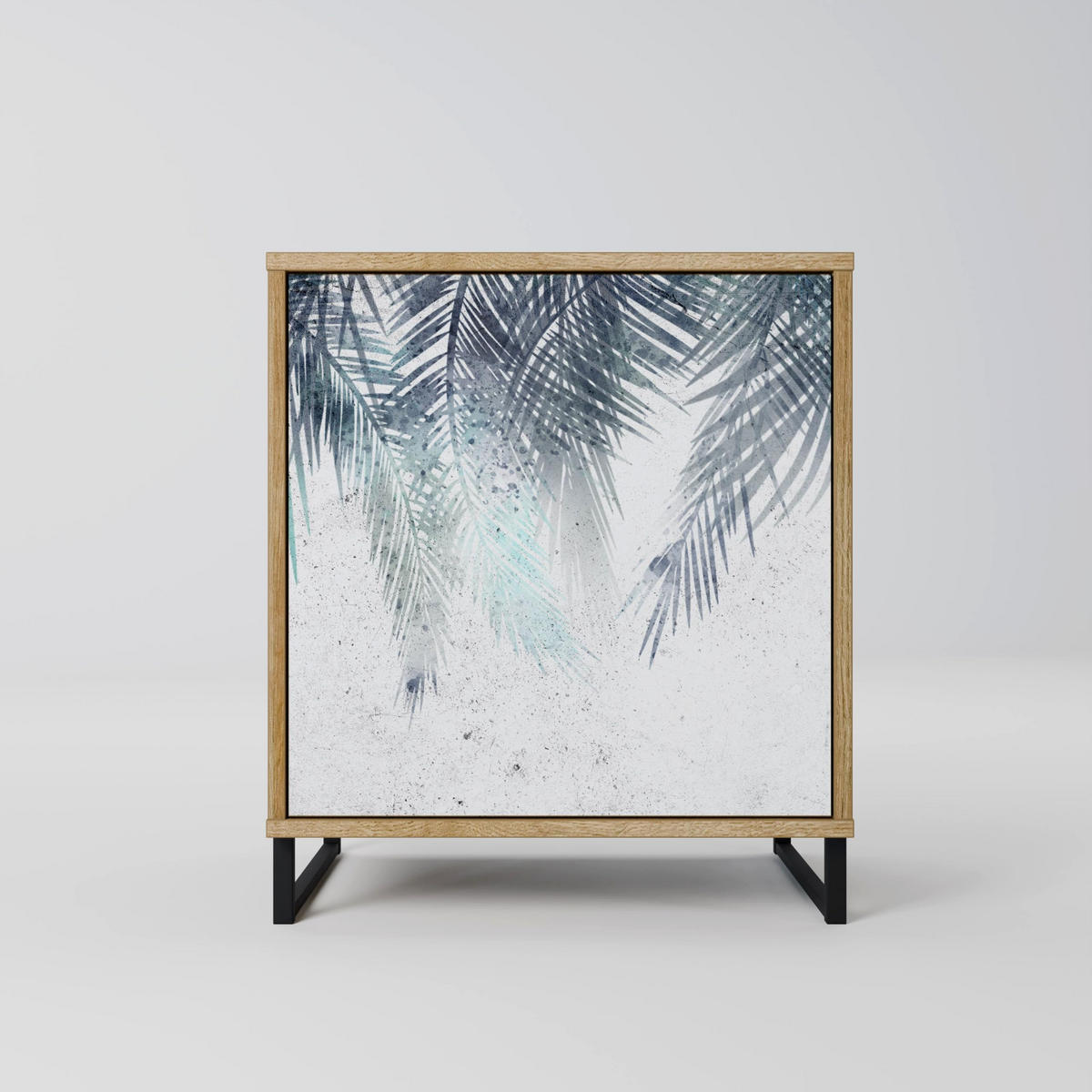SIDEBOARD PALM VEIL, Eichefarben, 57,5x42x77,5 cm, Schräge Buchenholzfüße - Eichefarben/Buchefarben, Holzwerkstoff/Buchenholz (57.5/77.5/42cm) - SpaceRebels