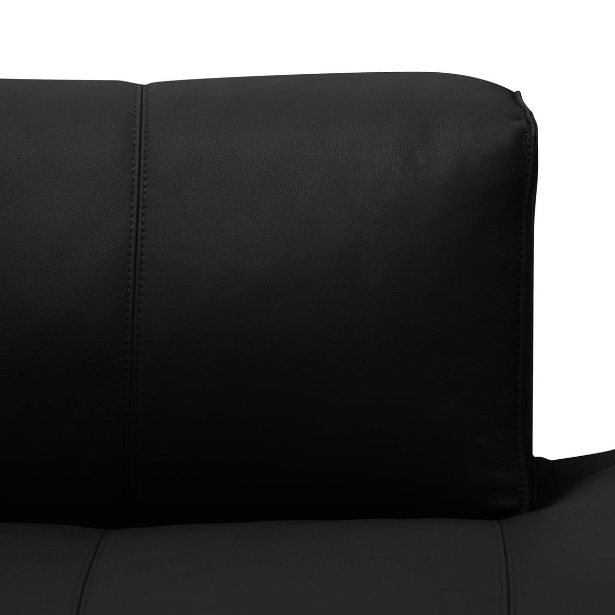 WOHNLANDSCHAFT mit Longchair - Schwarz, Leder/Kunststoff (325/71/235cm) - home24