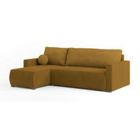 ECKSOFA SORGE Gelb Plüsch-Stoff mit Schlaffunktion - Gelb, Holz (220/143cm) - MASSENO