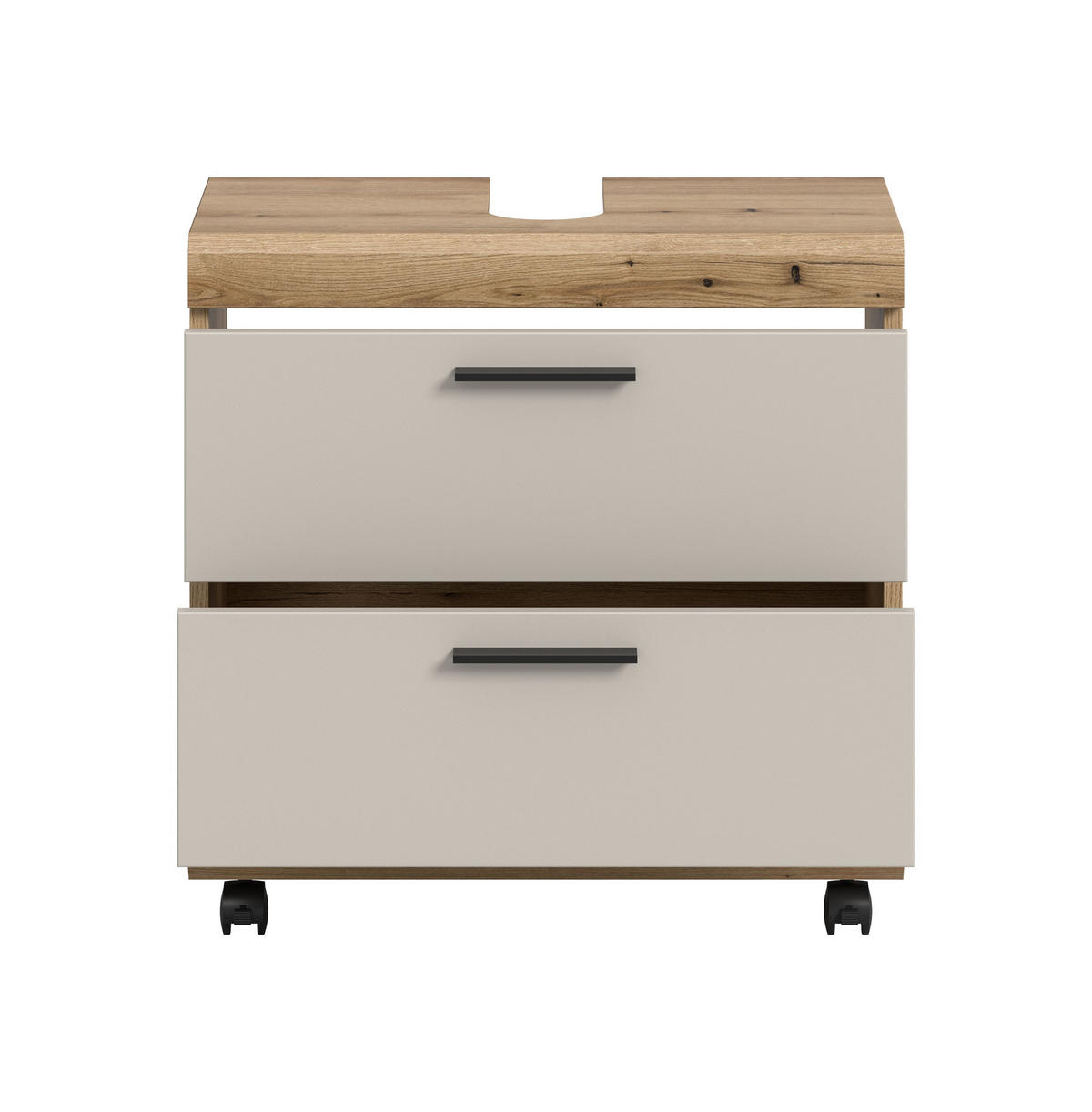 WASCHBECKENUNTERSCHRANK auf Rollen SCOUT (B/H/T: ca. 60/60/34 cm) in Evoke Oak Nachbildung/Kaschmir matt - Eichefarben, Holzwerkstoff (60/60/34cm)