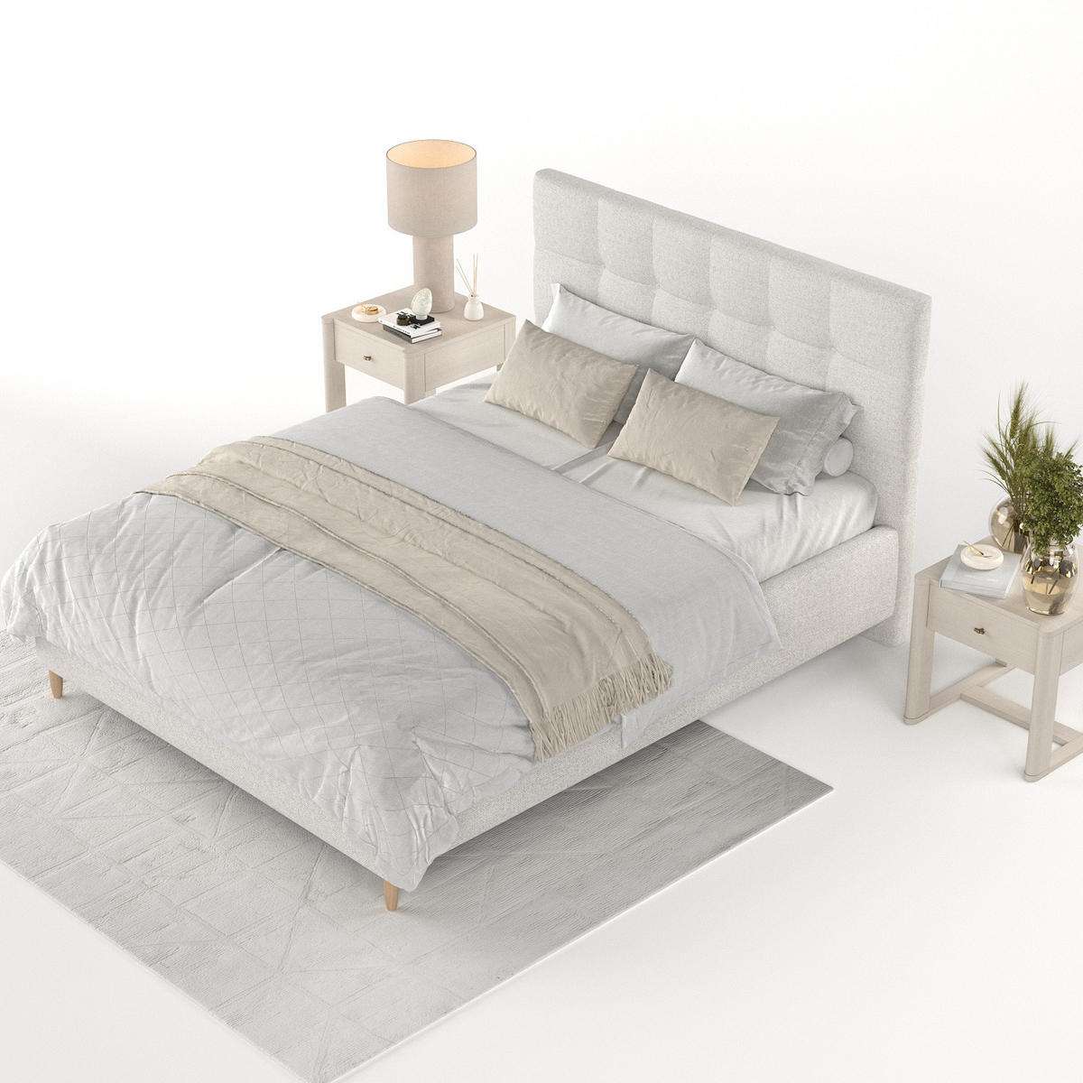 POLSTERBETT Cora 120/200 cm Hellbeige im Riva Stoff - Beige/Naturfarben, Holz/Holzwerkstoff (120/200cm) - AltaBeds