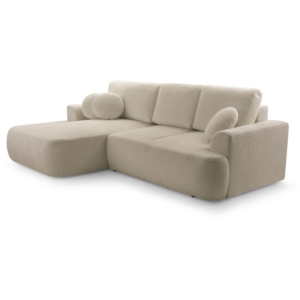ECKSCHLAFSOFA Vento beige links - Beige/Schwarz, Textil (260/168cm) - Beautysofa