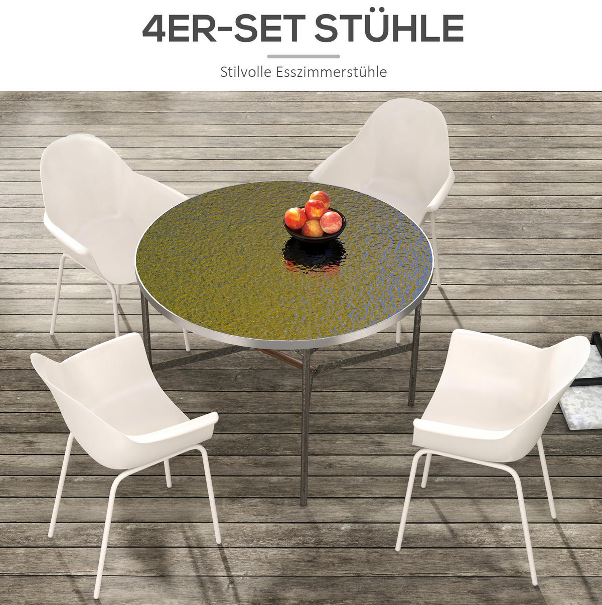 GARTENSTUHL aus Stahl 59x55x84cm in Grau im 4er Set - Grau, Kunststoff (55/84/59cm) - Modfu