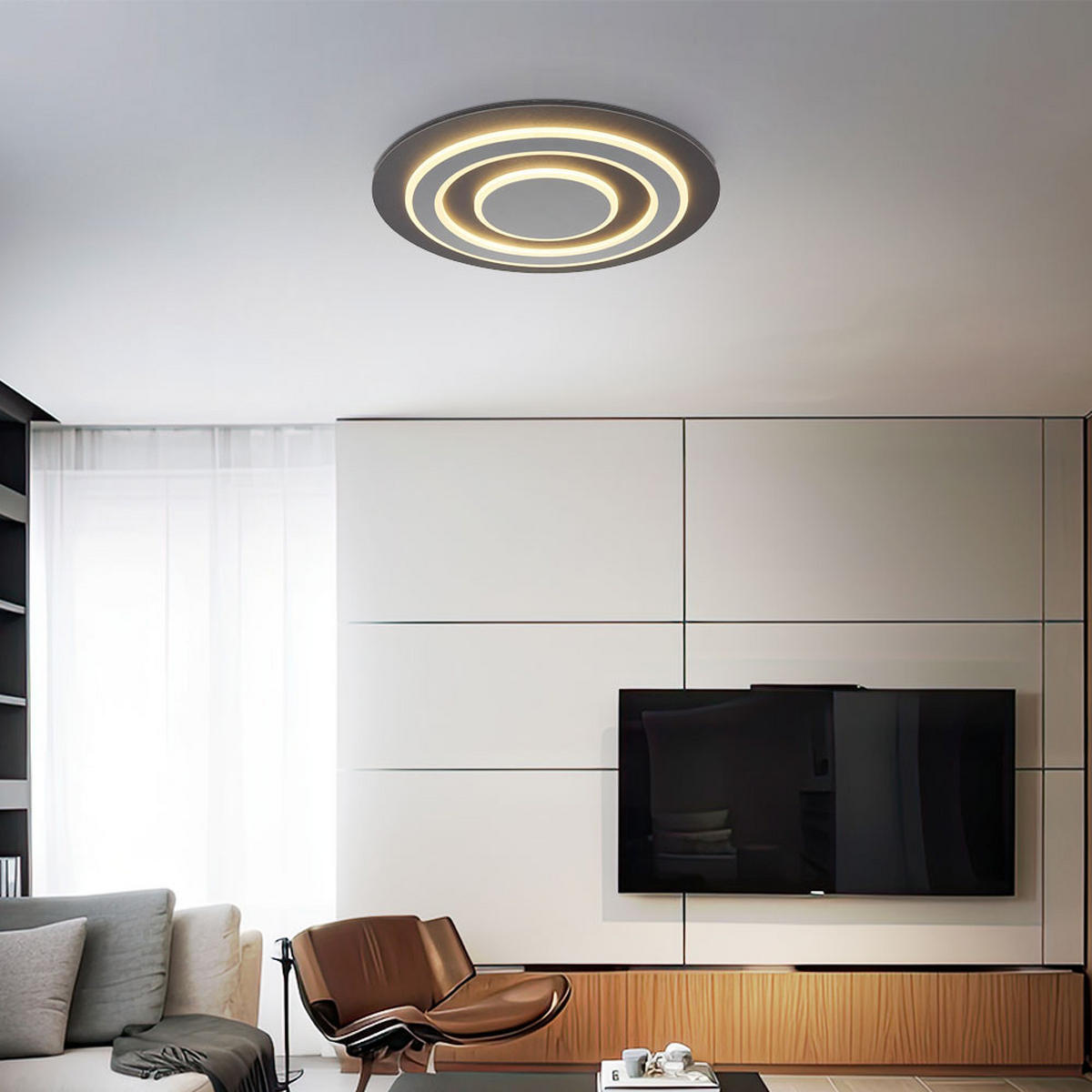 LED DECKENLEUCHTE Metall Anthrazit Grau - Anthrazit, Metall (48/48/5.2cm) - Globo Lighting