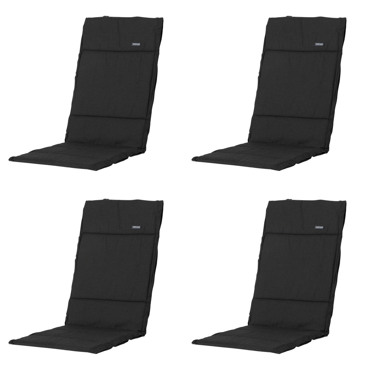 GARTENSTUHLKISSEN Rippe 125/50 cm 4er-Set - Schwarz, Textil (50/3/125cm) - Madison