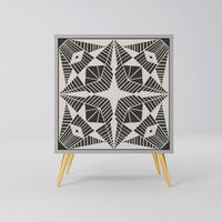 SIDEBOARD MONOCHROME NEXUS, Grau, 57,5x42x75,5 cm, Goldfarbene Metallfüße - Goldfarben/Multicolor, Holzwerkstoff/Metall (57.5/75.5/42cm) - SpaceRebels