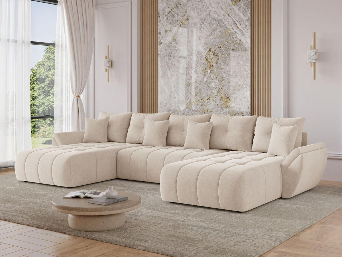 ECKSOFA Decor U Beige - Beige, Holz/Textil (382/192cm) - Graingold