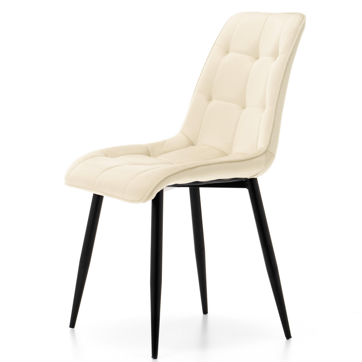 STUHL CHIC gespolsterter mit Steppung - hell beige - Samt Velours - Beige/Schwarz, Metall (50/88/47cm) - NEW HOME