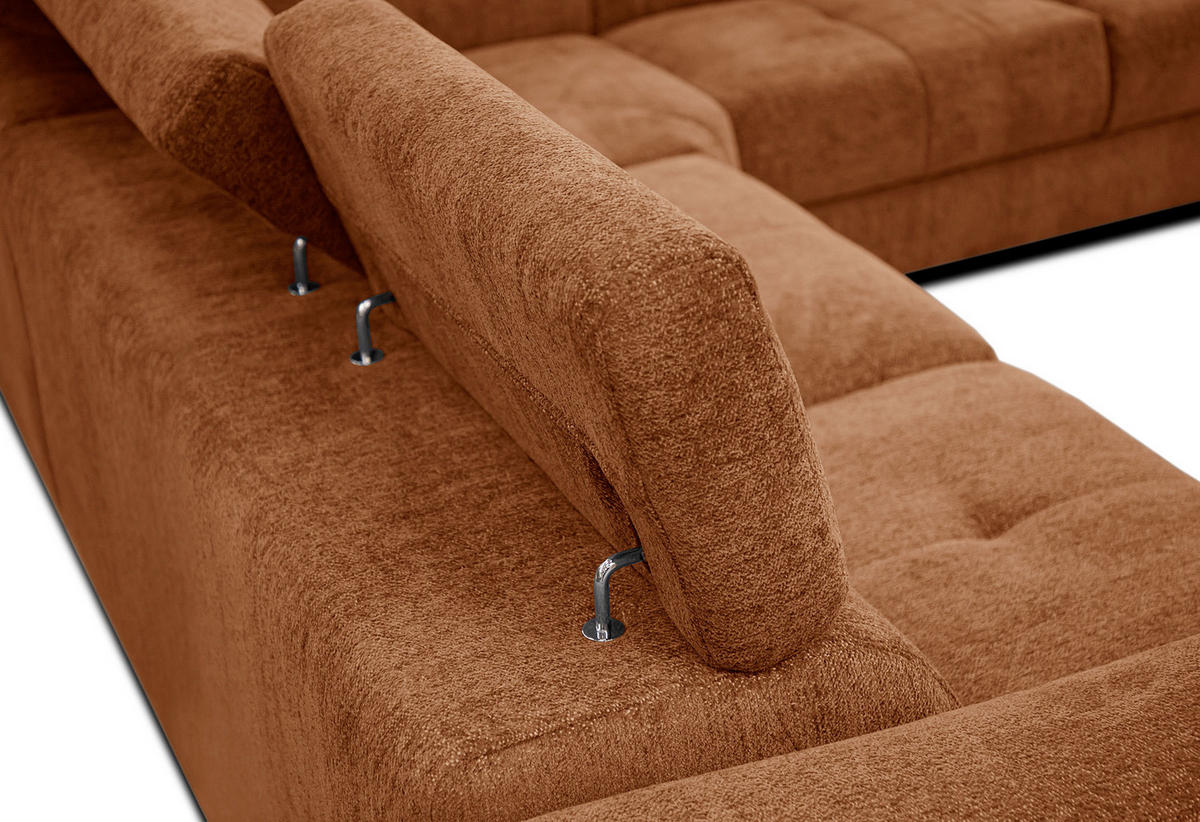 ECKSOFA CALVERA 5-Sitzer, dunkelorange - Dunkelorange, Holzwerkstoff/Textil (298/239cm) - Courtois Laville