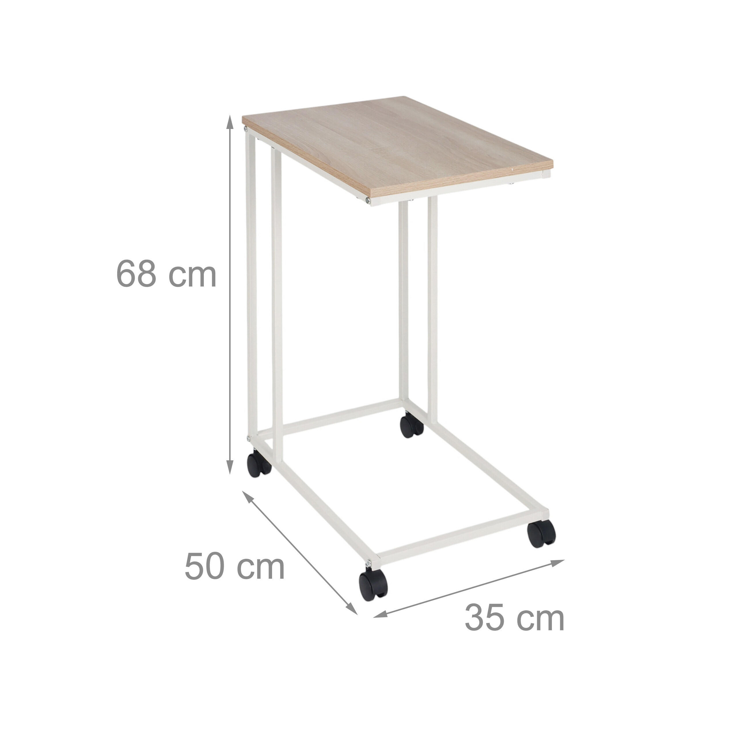 Thumbnail - Relaxdays Beistelltisch, Natur, Weiß, Metall, Holzwerkstoff, Kunststoff, Rechteckig, 50x68x35 cm, Wohnzimmer, Wohnzimmer...