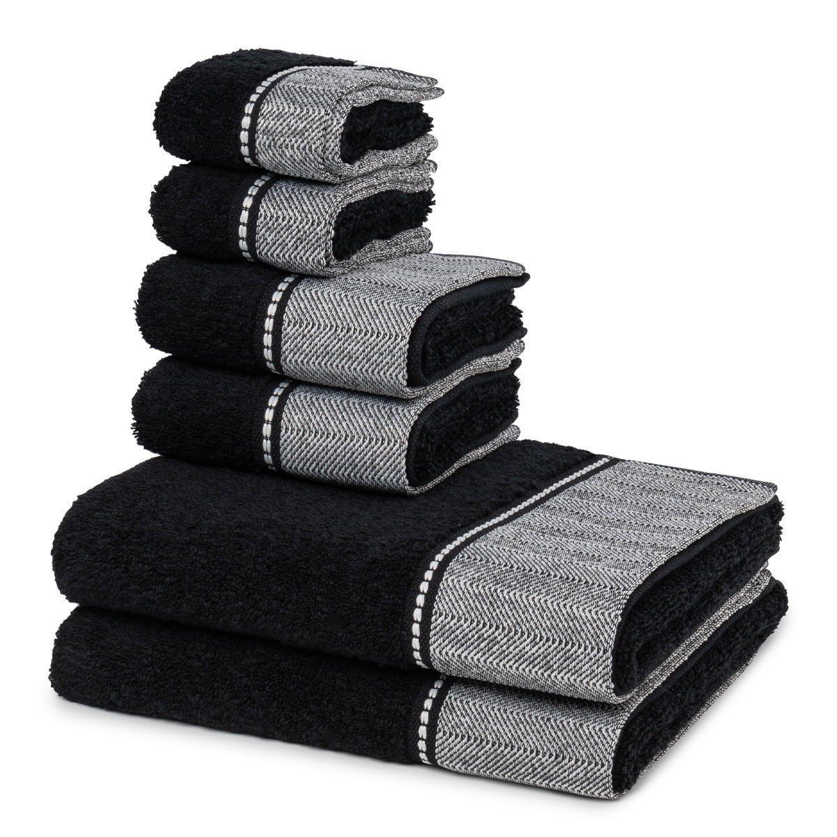 FROTTIERSET Brooklyn 6-teilig - Schwarz, Textil (50/100cm) - MÖVE