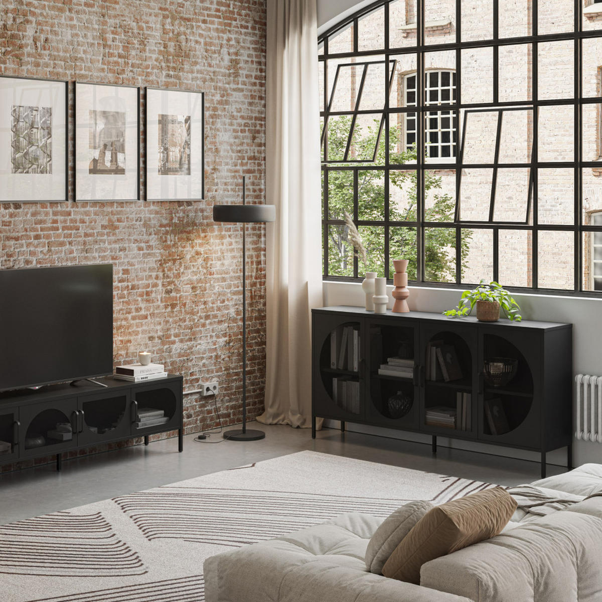 KOMMODE Tayra Schwarz 160/40/90 cm - Schwarz, Metall (40/90/160cm) - Drawer