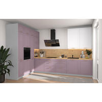 L-FORM KÜCHENZEILE Bari (16-tlg) Grau / Pastellviolett - Signalweiß - Violett, Holzwerkstoff/Metall (347/243/202cm) - Feldmann-Wohnen