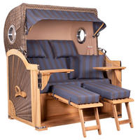 STRANDKORB Baltikum Teak 2,5 Sitzer - Braun/Grau, Holz/Metall (142/170/95cm) - Mr. Deko