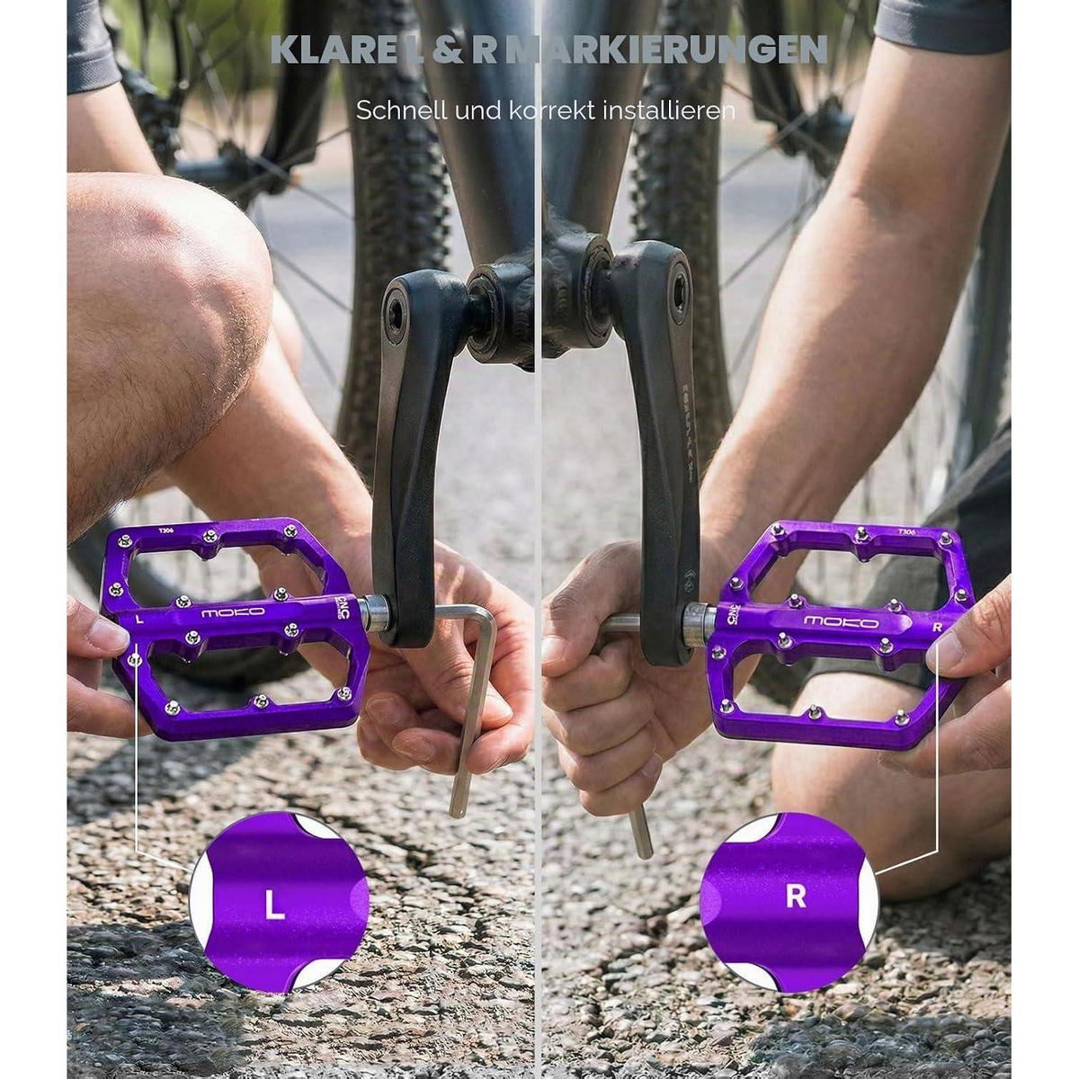 FAHRRADPEDALE MTB CNC-Aluminium Violett - Violett, Metall (98/1/125cm)