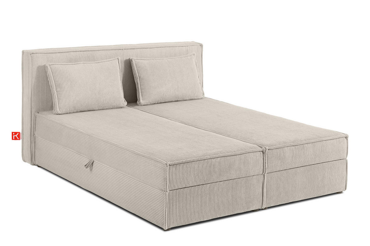 BOXSPRINGBETT ROTI mit Stauraum, cremefarben - Creme/Schwarz, Holz/Holzwerkstoff (160/200cm) - KONSIMO®