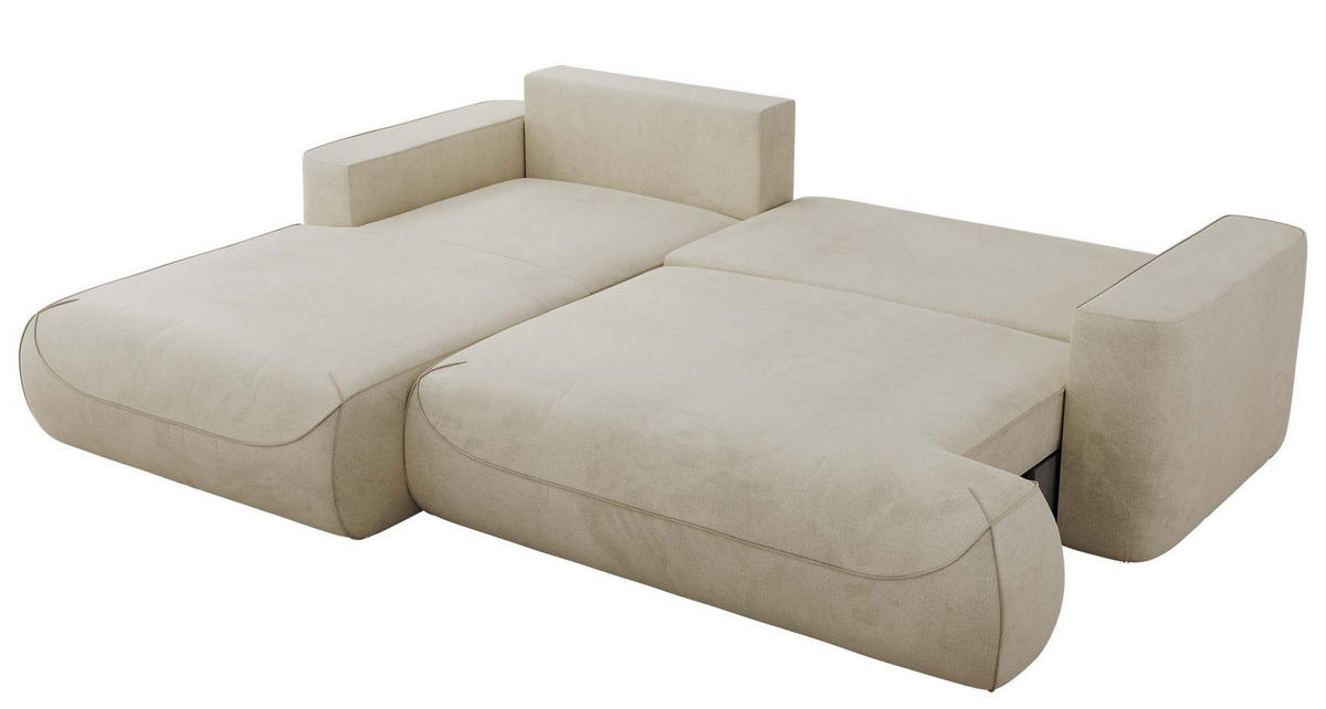 ECKSOFA OVO L Beige Velvet - Links Seite - Beige/Schwarz, Kunststoff/Textil (271/195cm) - MKS
