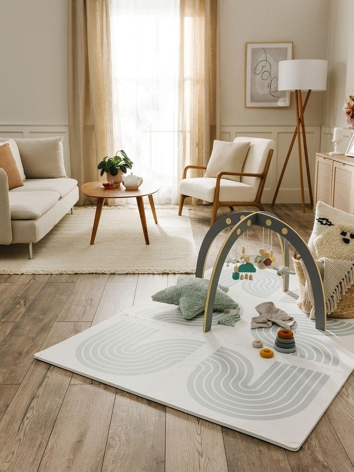 SPIELMATTE Archie Cream/Grau 120x180 cm - Creme, Textil (120/180cm) - Lytte