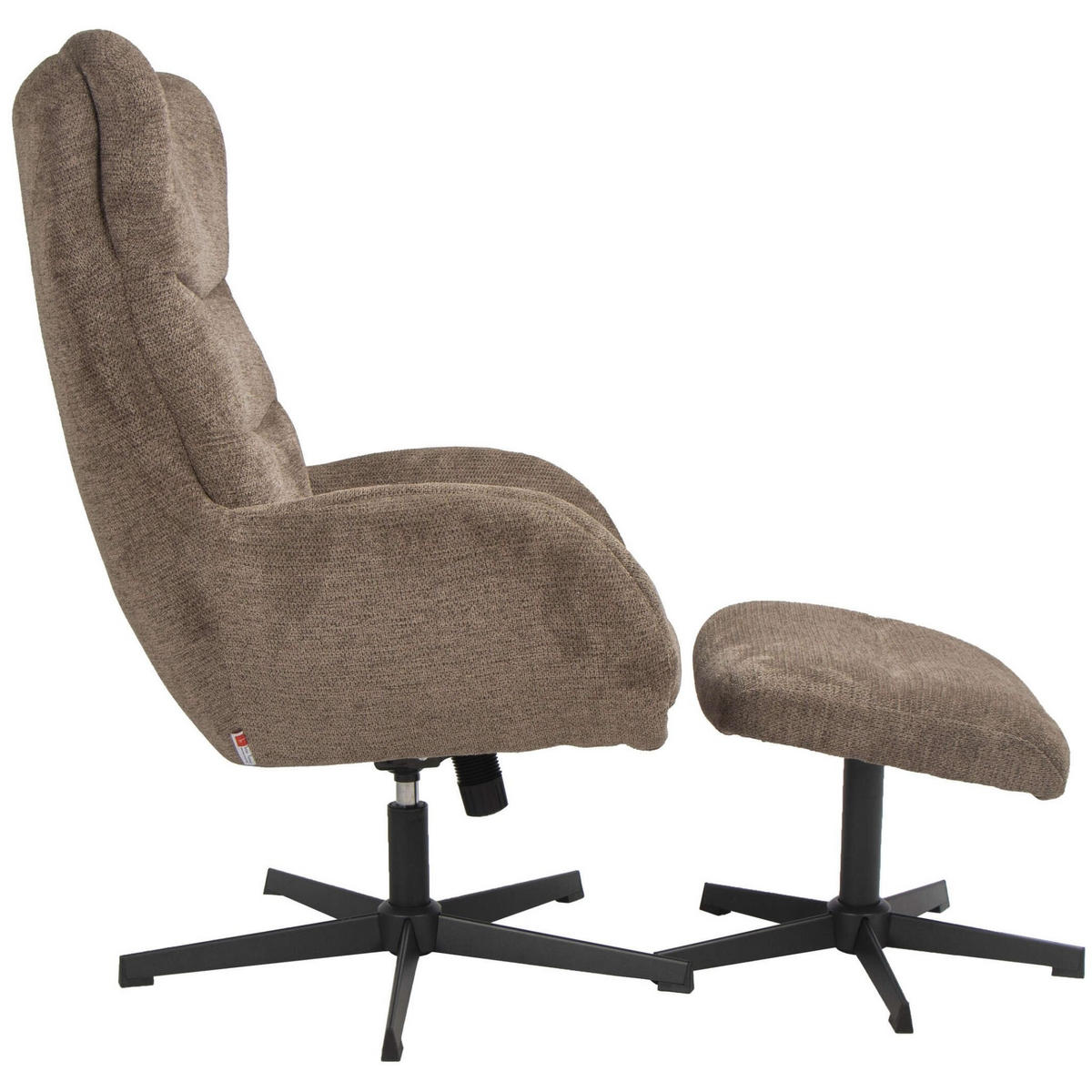 RELAXSESSEL Lucito braun inkl. Fußhocker - Schwarz/Braun, Textil/Metall (83/109/76cm) - Mr. Deko