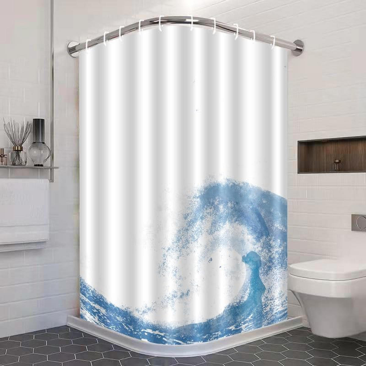 DUSCHVORHANG 3D bedruckt wasserdicht schimmelresistent maschinenwaschbar mit Haken - Multicolor, Textil (180/180cm) - MCBOSON