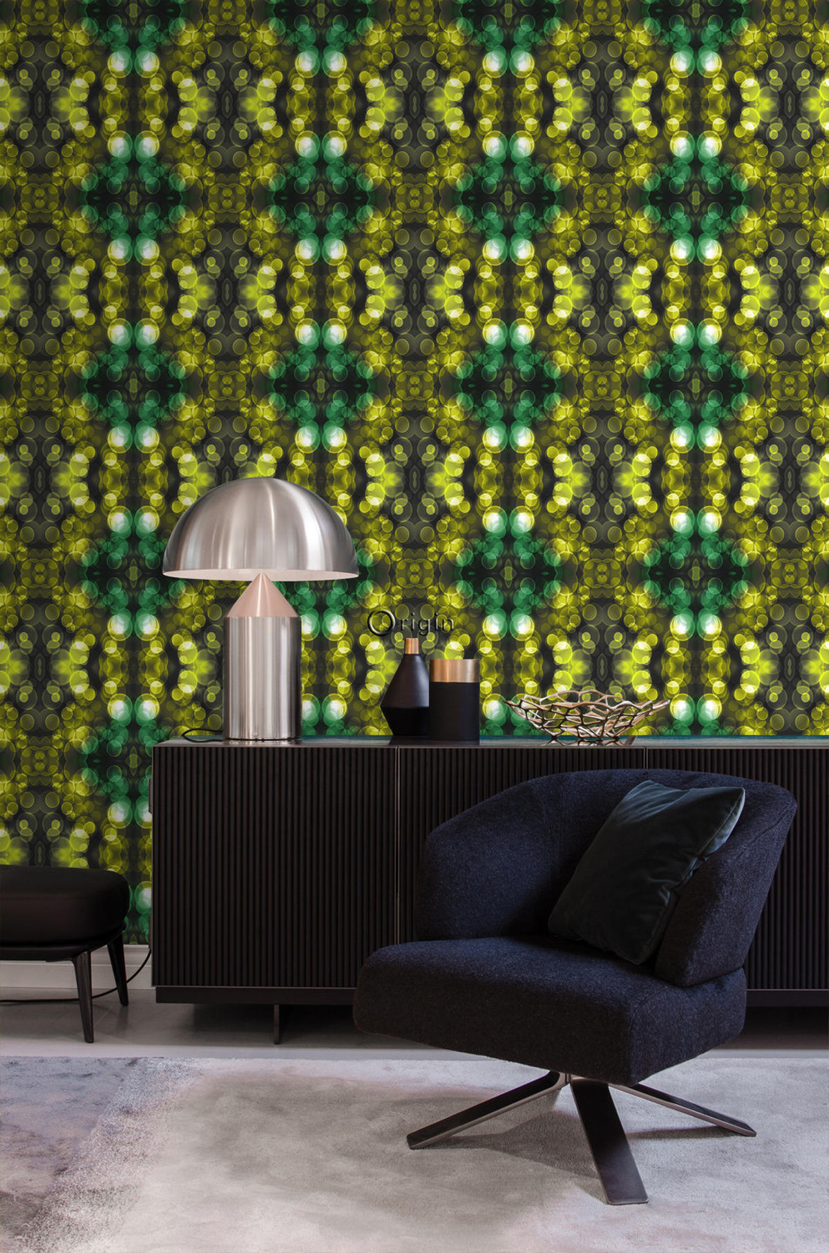 TAPETE Kaleidoskopmuster 53 cm x 10.05 m - Grün, Papier (53/1000cm) - Origin Wallcoverings