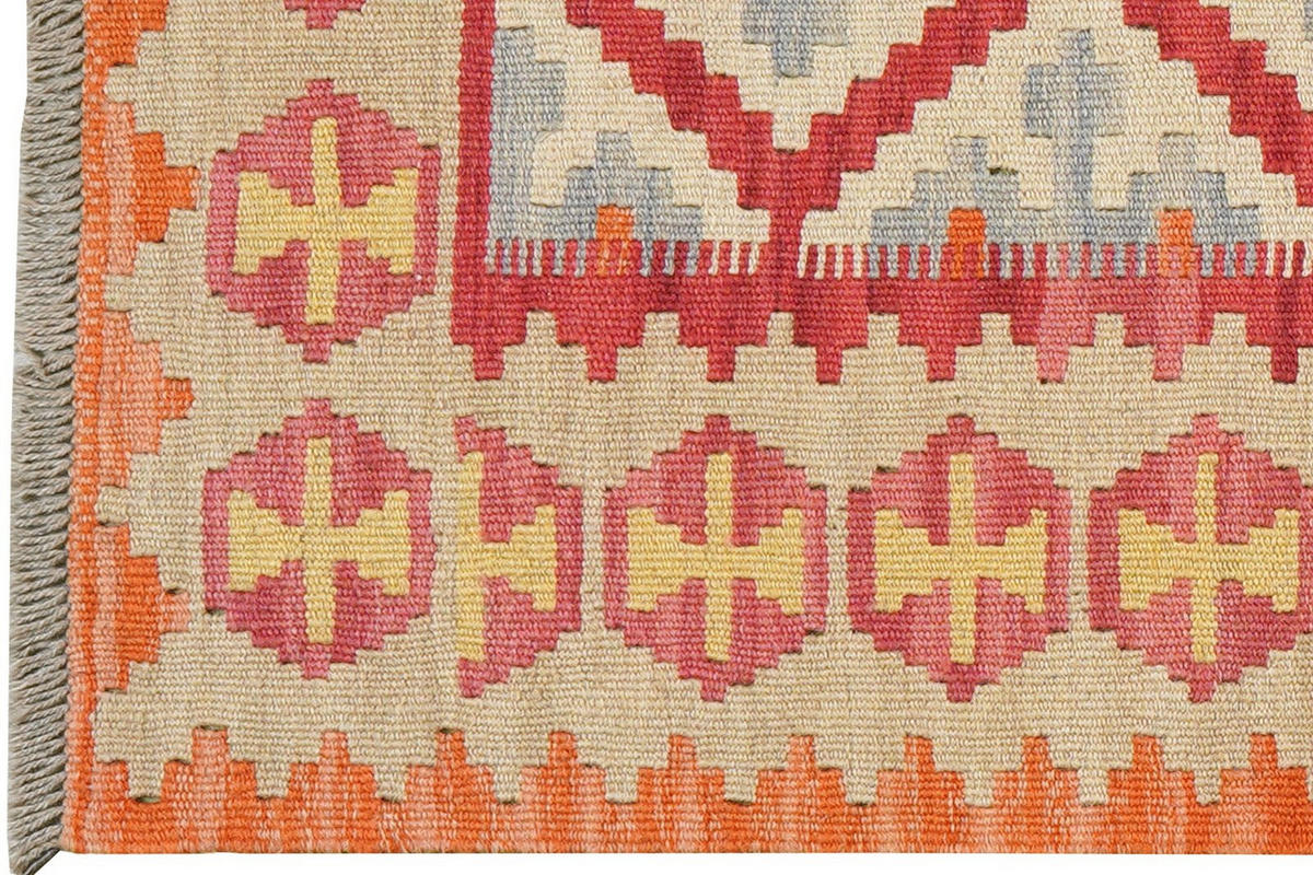 KELIM-LÄUFER handgewebt Gashgai Rot 200/63 cm Schurwolle - Rot, Textil (63/200cm) - Looma