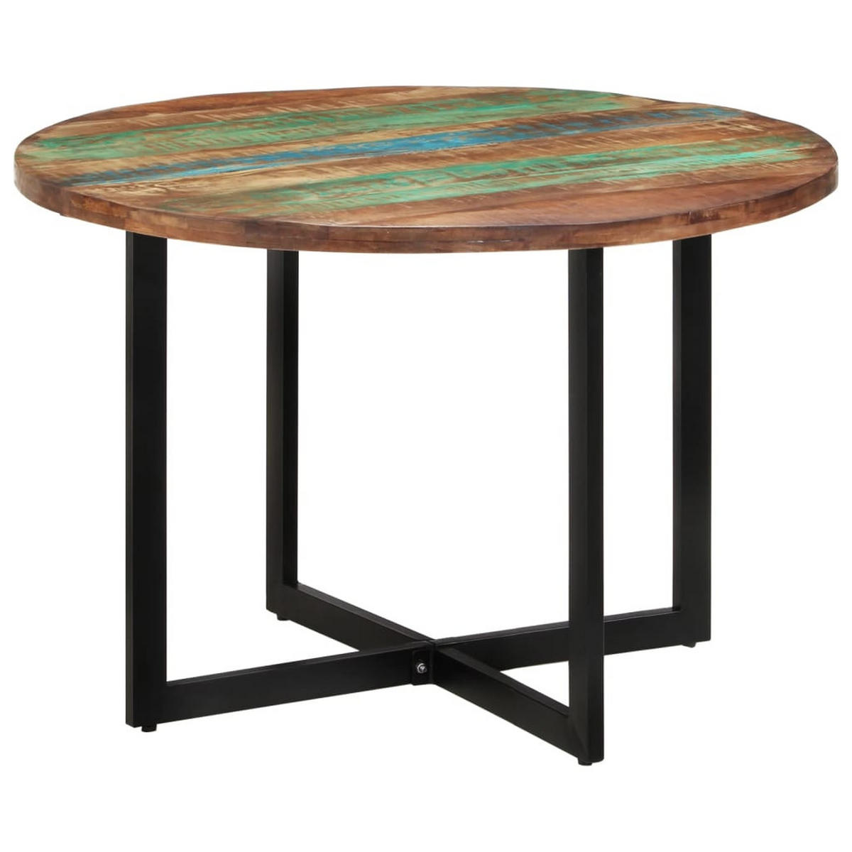 ESSTISCH, Runden, 110/75 cm, aus Recyceltes Massivholz und Eisen - Multicolor, Holz (110/110/75cm) - vidaXL