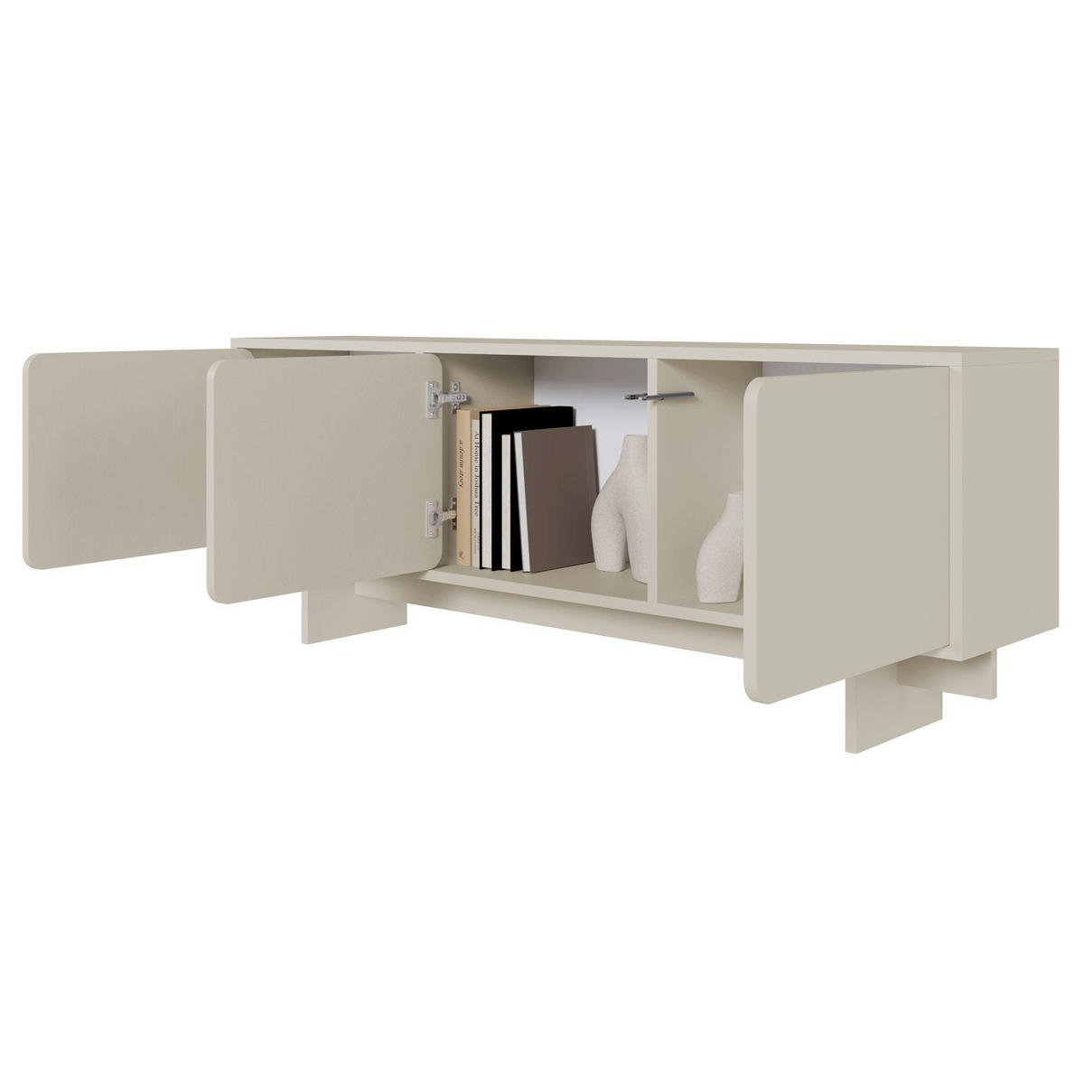 TV-LOWBOARD Wuwu Greige 150/55/35 cm - Taupe, Holzwerkstoff (150.4/55/35cm) - Selsey