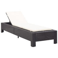 SONNENLIEGE mit Auflage Schwarz Poly Rattan - Schwarz, Holz (75/35/220cm) - furnicato