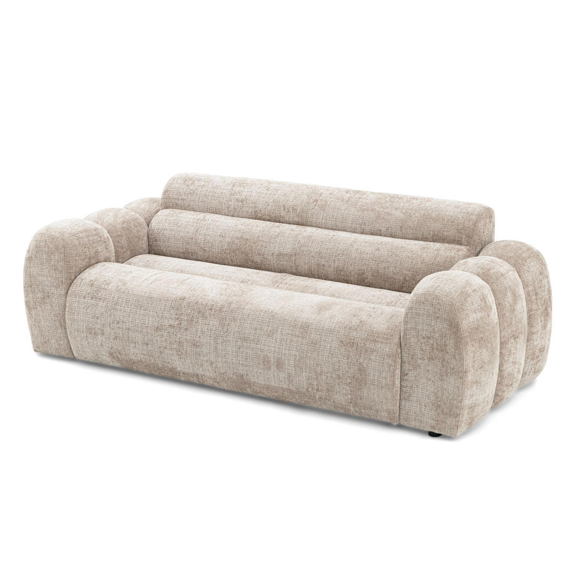 2-SITZER modulares Sofa VEER, Breite 213 cm Chenille Webstoff Beige - Beige/Schwarz, Holz/Kunststoff (213/75/95cm) - Muffo